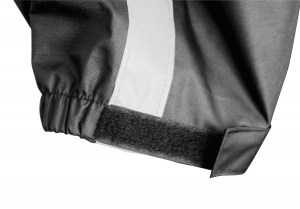 Photo showing cuff on Solo Storm Jacket in Black on white background